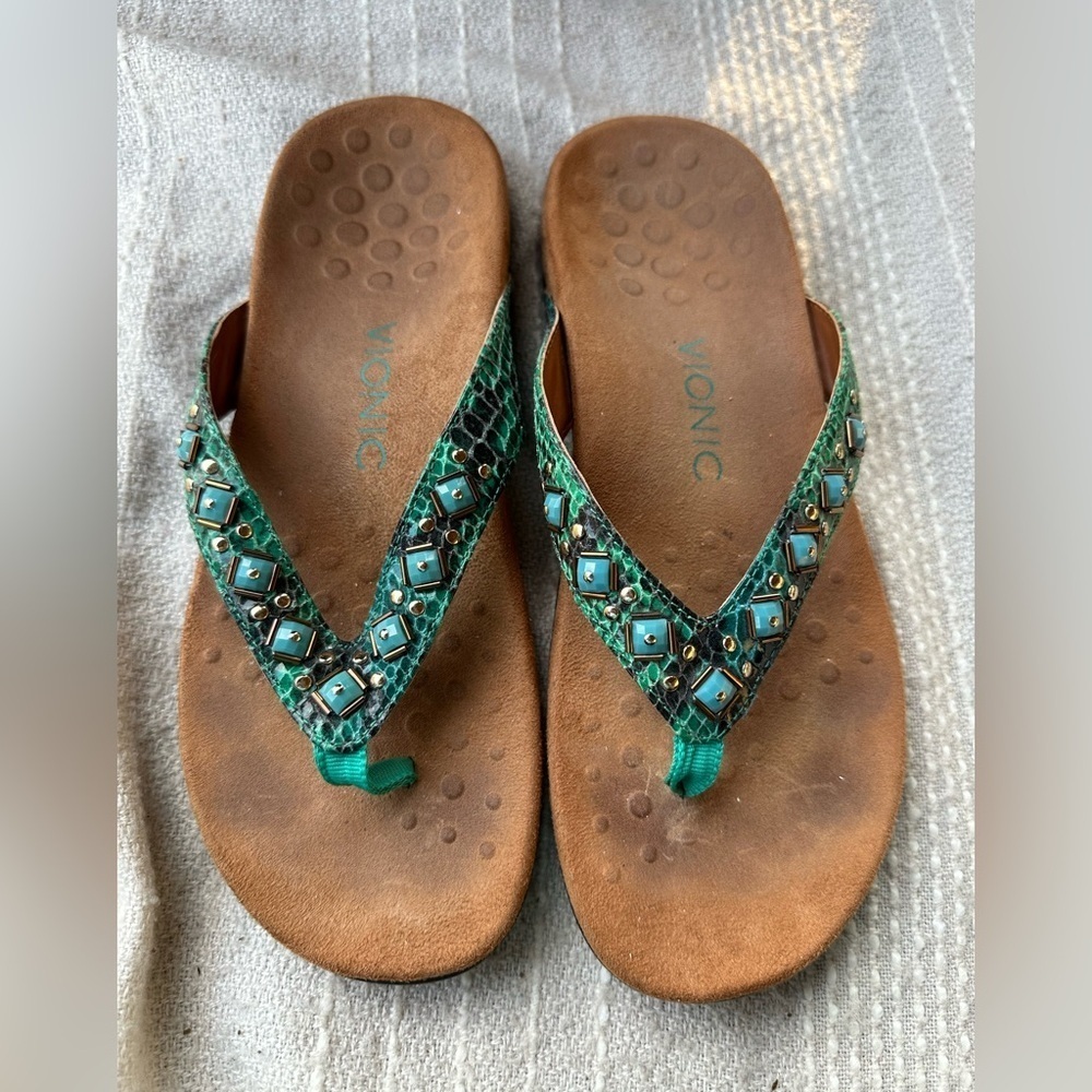 Vionic Teal Beaded Women's Sandals